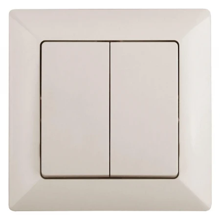 Выключатель двухклавишный ЭРА Intro Solo 10A 250V слоновая кость 4-104-02 Б0043285