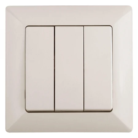 Выключатель трехклавишный ЭРА Intro Solo 10A 250V слоновая кость 4-106-02 Б0043299