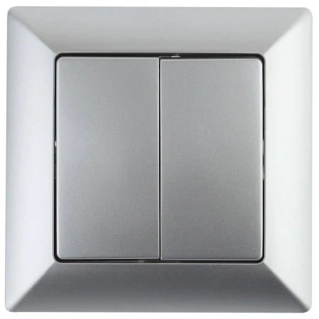 Выключатель двухклавишный ЭРА Intro Solo 10A 250V серебро 4-104-03 Б0043286