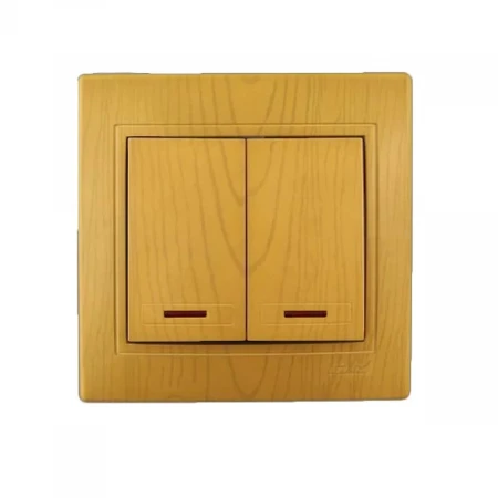 Выключатель двойной с подсветкой Lezard Mira ольха 701-0701-112