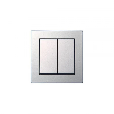 Выключатель жалюзи двухклавишный Liregus Epsilon серебро 28-1763