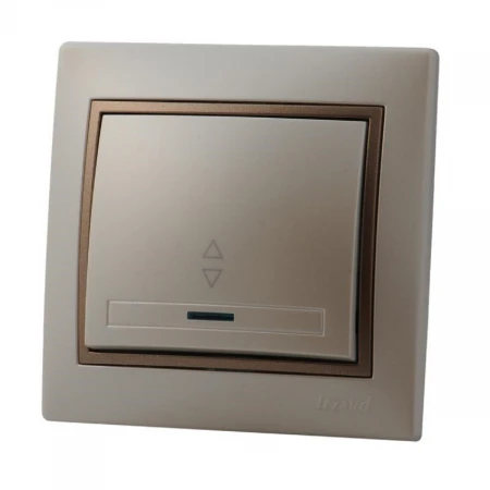 Выключатель проходной с подсветкой Lezard Mira белый жемчуг со светло-коричневой вставкой 701-3031-114