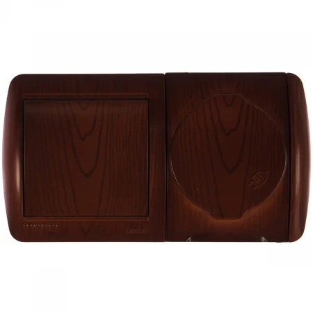 Выключатель и розетка с крышкой Lezard Nata вишня горизонталь 710-0600-170