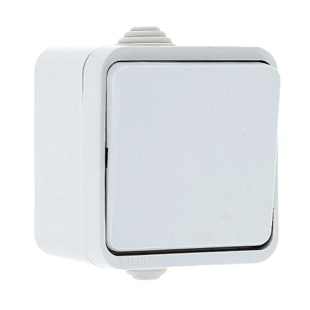 Прага Выключатель 1-клавишный 10А IP44 белый EKF EKV10-021-10-44