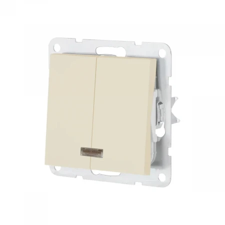 Выключатель двухклавишный LK Studio LK80 c подсветкой бежевый матовый 841202-1