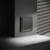 Выключатель встраиваемый Voltum S70 одноклавишный с подсветкой 10А, (титан) VLS010206