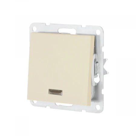 Переключатель одноклавишный LK Studio LK80 c подсветкой бежевый матовый 840402-1
