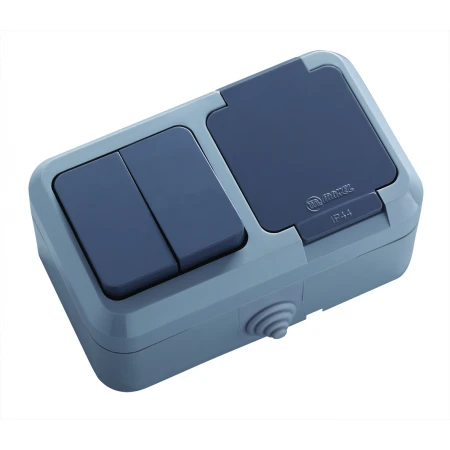 Выключатель двухклавишный +Розетка Makel 18151