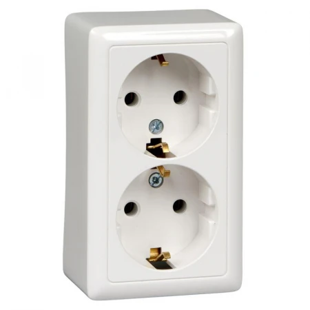 Розетка двойная 2К+З Systeme Electric Хит 16A 250V белая RA16-238-B
