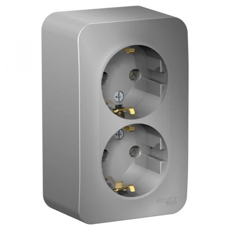 Розетка двойная 2К+З Systeme Electric Blanca 16A 250V алюминий BLNRA010213