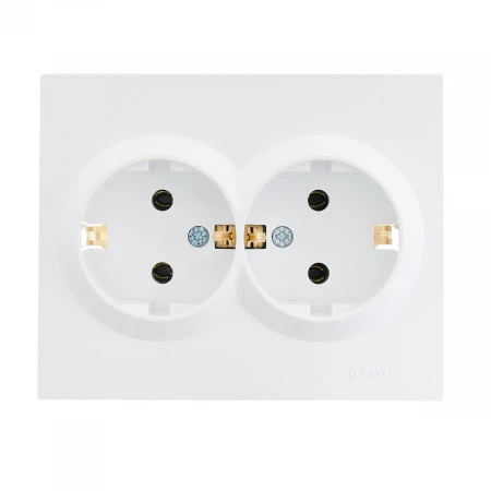 Розетка 2-ая с зазем. Lezard Vesna белая 742-0200-127B