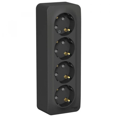 Розетка четырехместная 2К+З Systeme Electric Blanca 16A 250V со шторками антрацит BLNRA011416