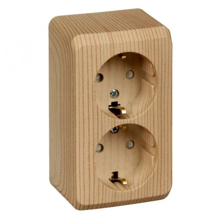 Розетка двойная 2К+З Systeme Electric Этюд 16A 250V со шторками сосна PA16-008D