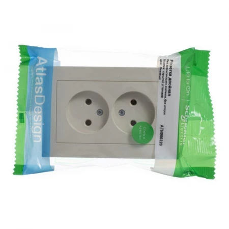 Розетка двойная 2К Systeme Electric AtlasDesign 16A 250V бежевая ATN000220