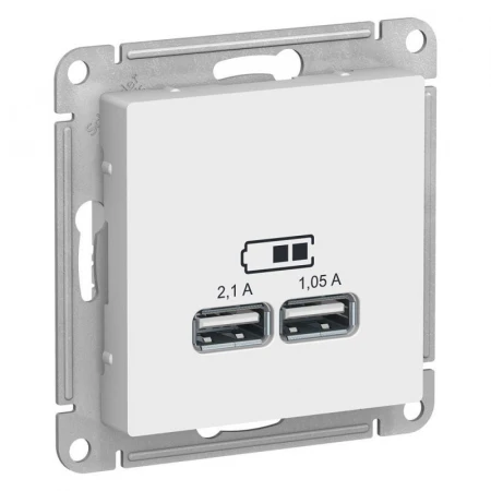 Розетка 2хUSB Systeme Electric AtlasDesign Type A+A белая ATN000133