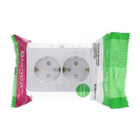 Розетка двойная 2К+З Systeme Electric Blanca 16A 250V со шторками белая BLNRA011211