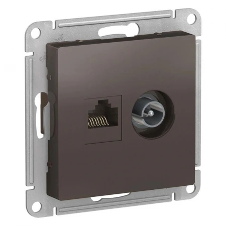 Розетка компьютерная RJ45/TV Systeme Electric AtlasDesign 5e кат UTP мокко ATN000689