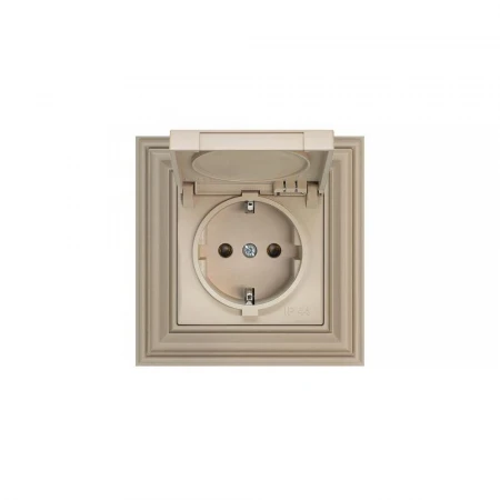 Розетка 2P+E Liregus Retro с крышкой кремовый омбре 29-123