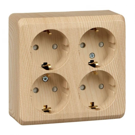 Розетка четырехместная 2К+З Systeme Electric Этюд 16A 250V со шторками сосна PA16-208D