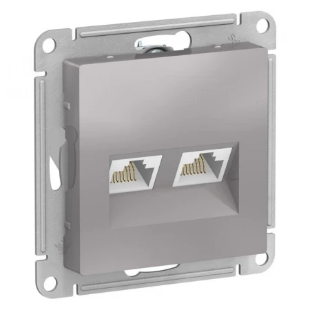 Розетка компьютерная двойная RJ45 Systeme Electric AtlasDesign 5e кат UTP алюминий ATN000385