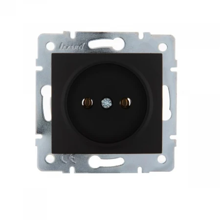 Розетка без зазем. Lezard Karina черная 707-0288-121
