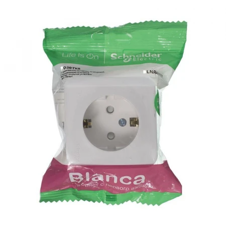 Розетка 2К+З Systeme Electric Blanca 16A 250V со шторками белая BLNRA011111