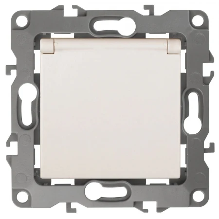 Розетка ЭРА 12 2P E Schuko со шторками с крышкой 16A 250V 12-2103-02 Б0014694