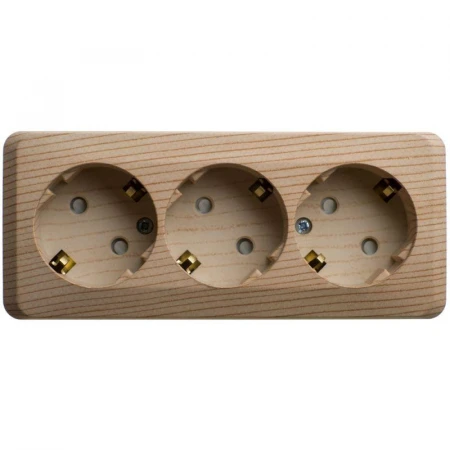 Розетка тройная 2К+3 Systeme Electric Этюд 16A 250V со шторками сосна PA16-012D
