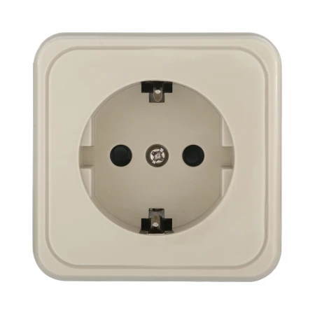 Розетка LK Studio открытой установки с заземляющими контактами и защитными шторками (бежевый) 813201