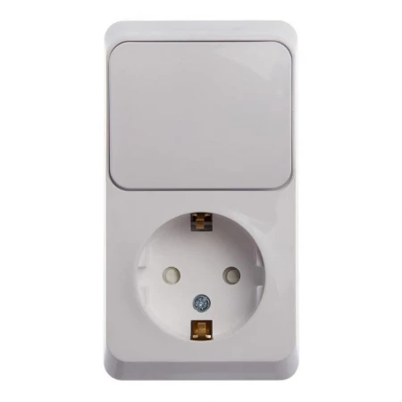 Блок розетка-выключатель Systeme Electric Этюд белый BPA16-201B