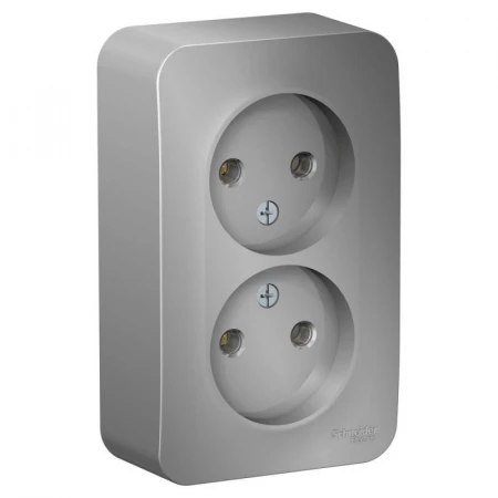 Розетка двойная 2К Systeme Electric Blanca 16A 250V алюминий BLNRA000213