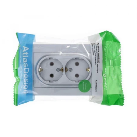 Розетка двойная 2К+З Systeme Electric AtlasDesign 16A 250V алюминий ATN000324
