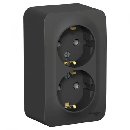 Розетка двойная 2К+З Systeme Electric Blanca 16A 250V антрацит BLNRA010216