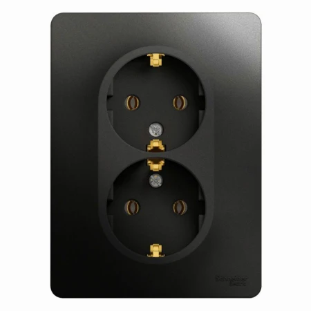 Розетка двойная 2К+З Systeme Electric Glossa 16A 250V антрацит GSL000724