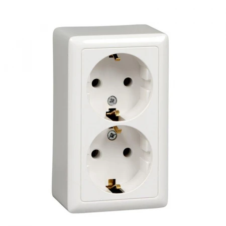 Розетка двойная 2К+З Systeme Electric Хит 16A 250V белая RA16-238I-B
