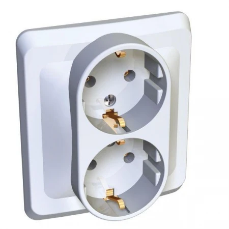 Розетка двойная 2К+З Systeme Electric Этюд 16A 250V белая PC16-007B