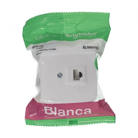 Розетка компьютерная RJ45 Systeme Electric Blanca 5e кат UTP белая BLNIA045001