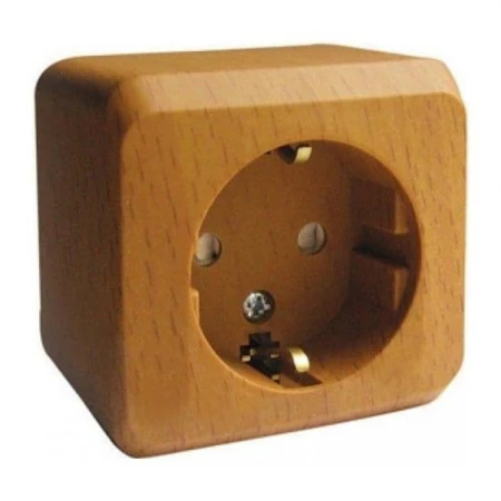 Розетка 2К+З Systeme Electric Этюд 16A 250V со шторками бук PA16-004T