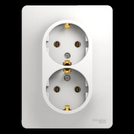 Розетка двойная 2К+З Systeme Electric Glossa 16A 250V белая GSL000124