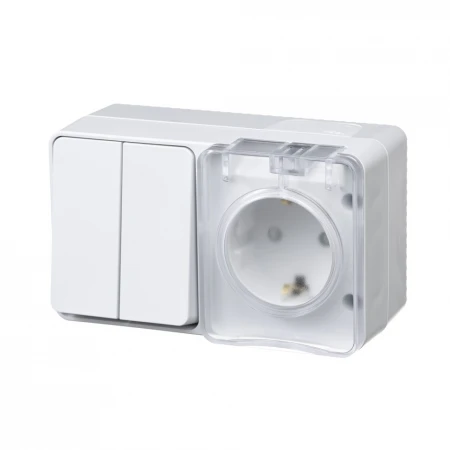 Блок розетка-выключатель Systeme Electric AtlasDesign белый ATN540174