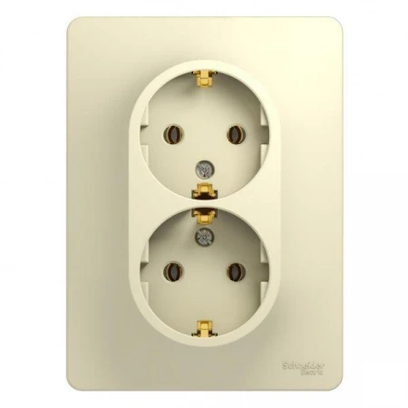 Розетка двойная 2К+З Systeme Electric Glossa 16A 250V бежевая GSL000224