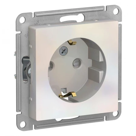 Розетка 2К+З Systeme Electric AtlasDesign 16A 250V со шторками жемчужная ATN000445