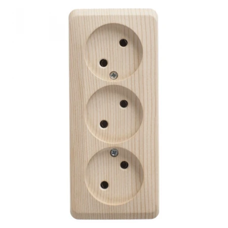 Розетка тройная 2К Systeme Electric Этюд 16A 250V сосна PA16-009D