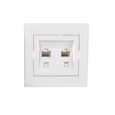 Розетка 2-ая компьютерная Lezard Rain белая 703-0202-141