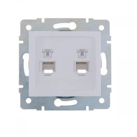 Розетка 2-ая телефонная евро Lezard Karina белая 707-0288-138