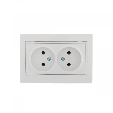 Розетка 2-ая без зазем. Lezard Mira белая с бел. вст. 701-0202-128