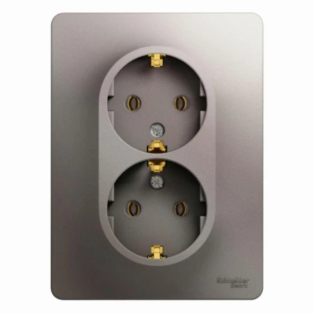Розетка двойная 2К+З Systeme Electric Glossa 16A 250V платина GSL001224