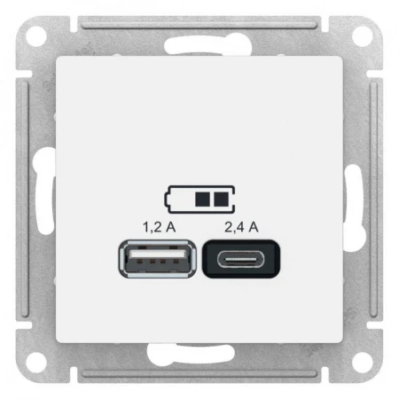 Розетка 2хUSB Systeme Electric AtlasDesign Type A+C белая ATN000139