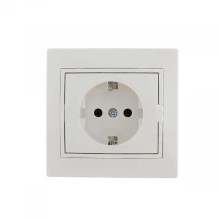 Розетка с зазем. Lezard Mira белая с бел. вст. 701-0202-122
