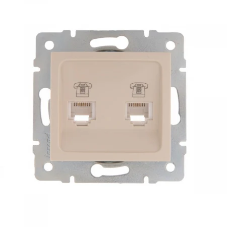 Розетка 2-ая телефонная евро Lezard Karina кремовая 707-0388-138